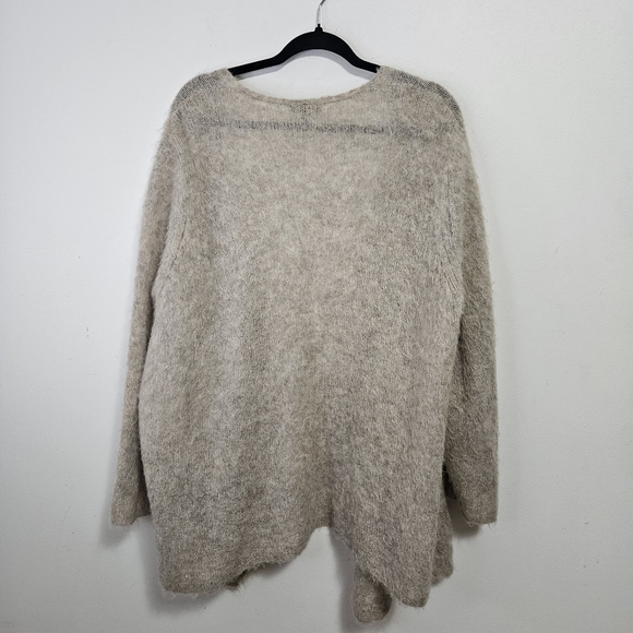 Eileen Fisher Brushed Mohair Alpaca Cardigan XL Open Front Neutral Beige - Picture 9 of 10